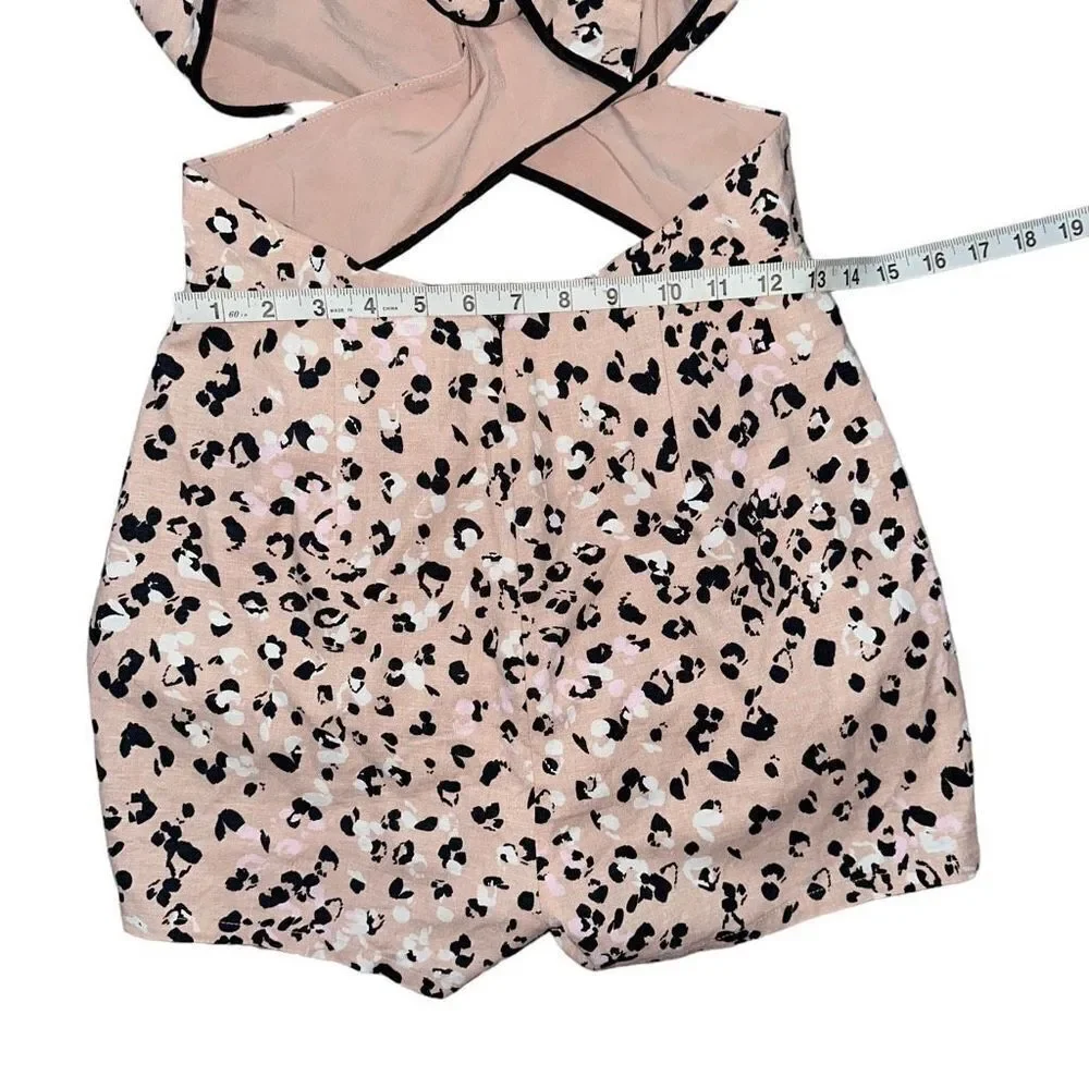 Camila Coelho Elisa Romper Tab Leopard Tie Back Small NWT